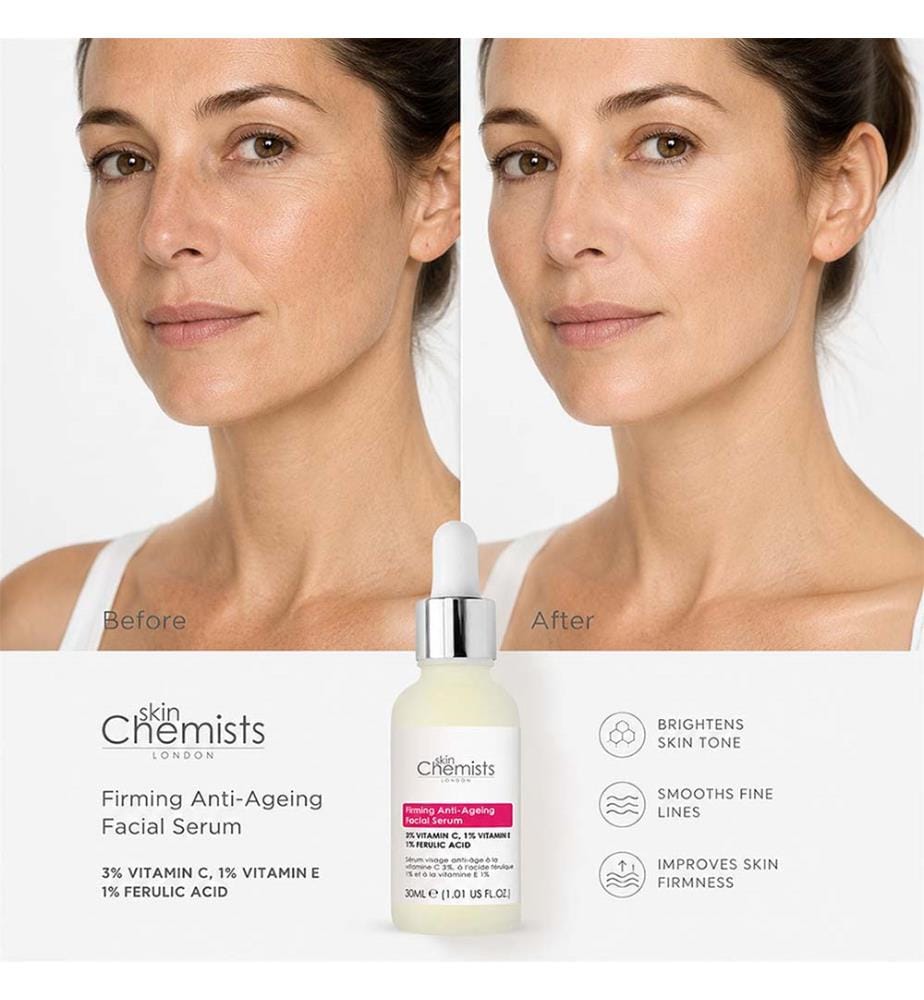 skinChemists Anti-Aging Facial Serum with 3% Vitamin C, 1% Ferulic Acid, and 1% Vitamin E