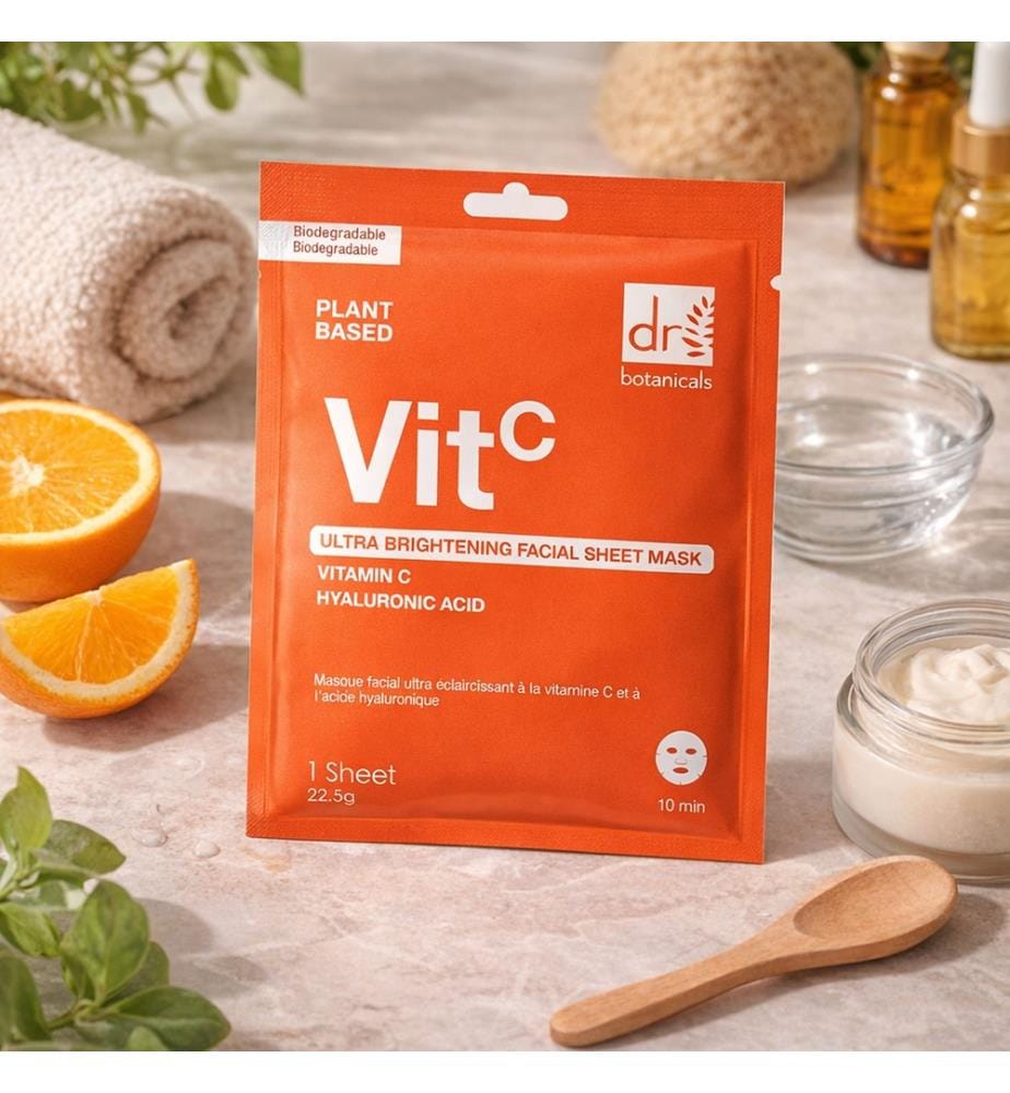 Ultra-aufhellende Gesichtsmaske mit Vitamin C und Hyaluronsäure (1 Stück)