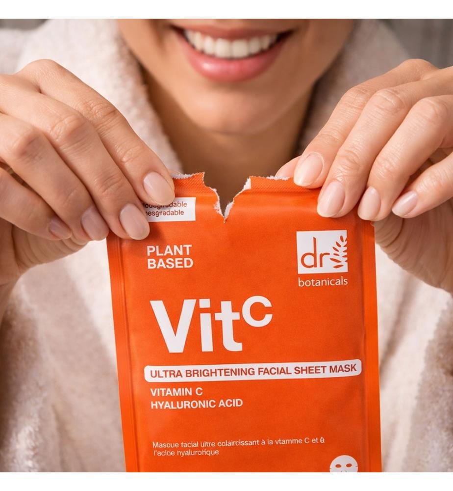 Ultra-aufhellende Gesichtsmaske mit Vitamin C und Hyaluronsäure (1 Stück)