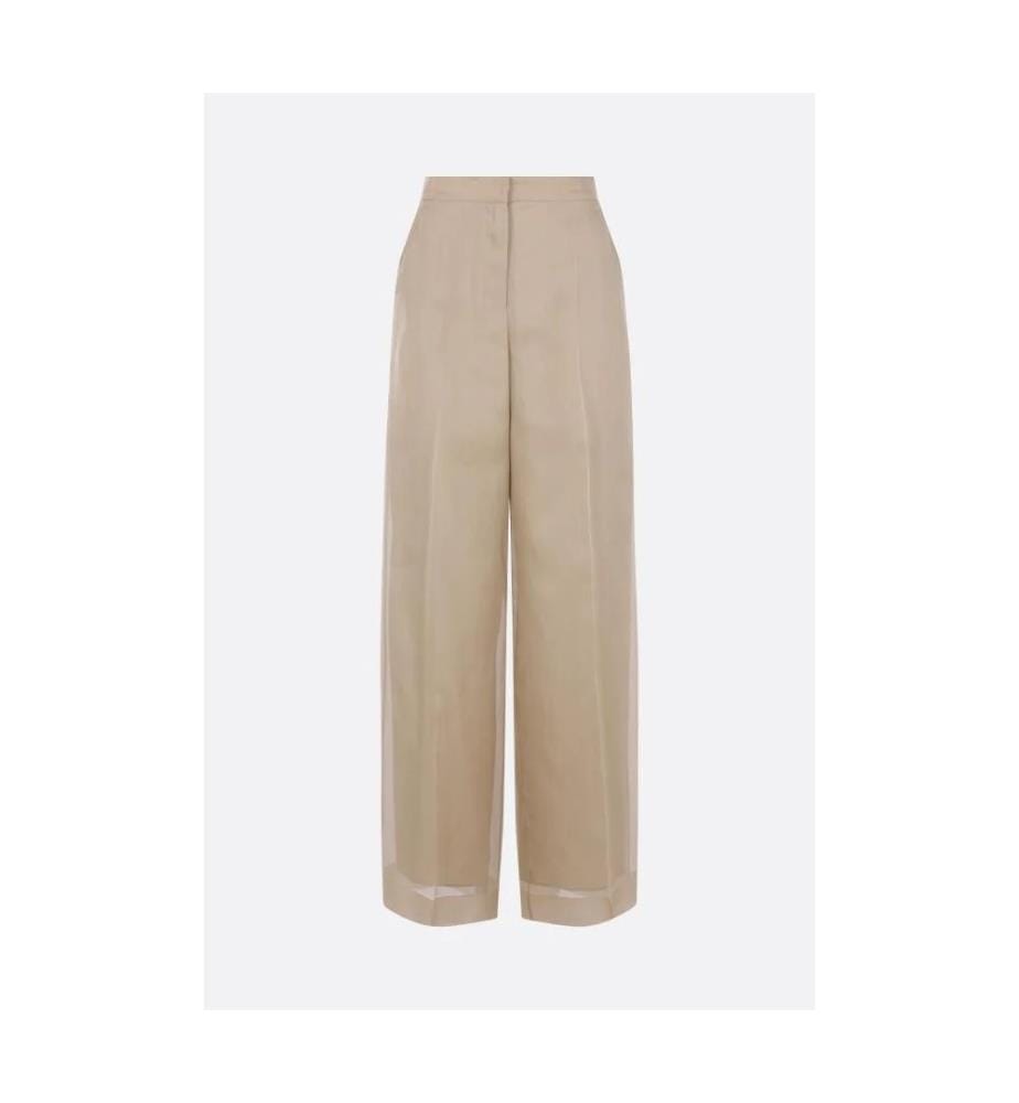 Pantaloni larghi in seta Olivi Doppiato – Sabbia