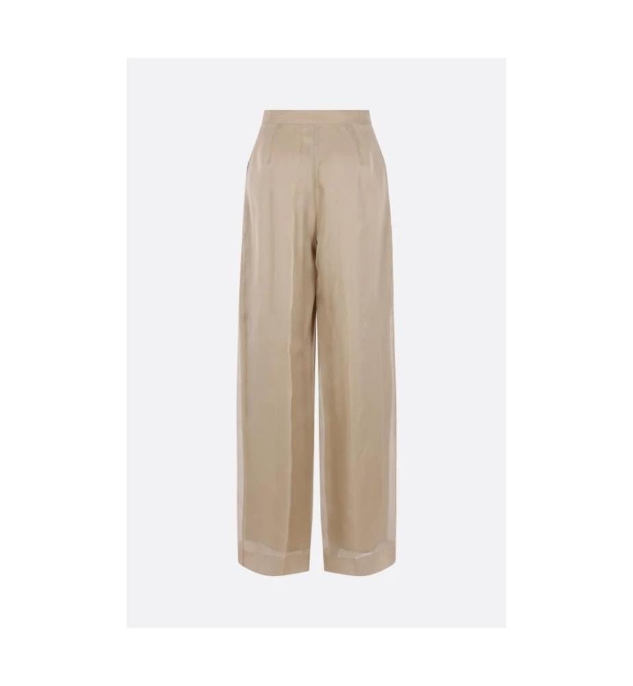 Pantaloni larghi in seta Olivi Doppiato – Sabbia