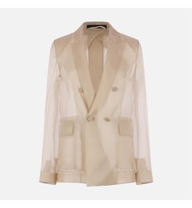 Slogan Silk Organza Blazer – Sand
