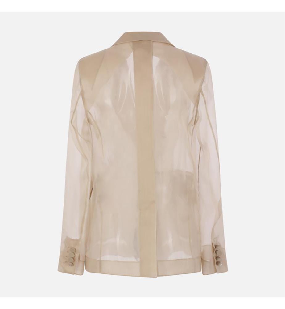 Slogan Silk Organza Blazer – Sand