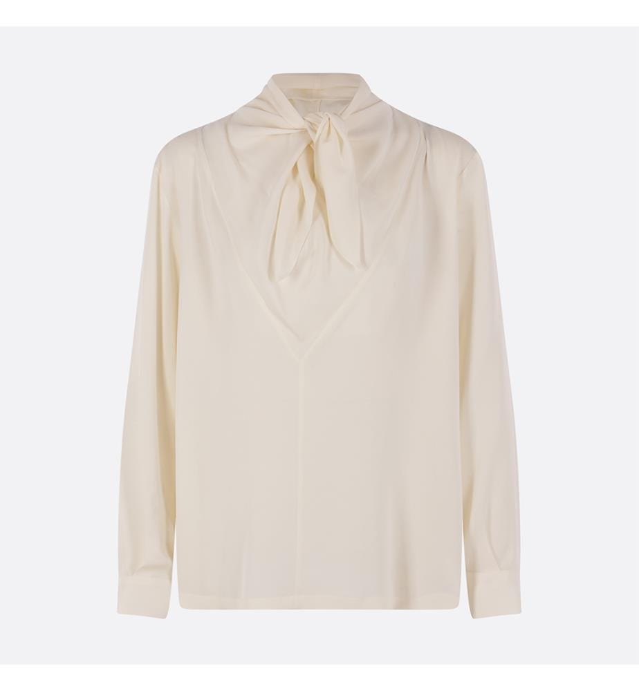 Badia Charmeuse Silk Blouse – Ivory White