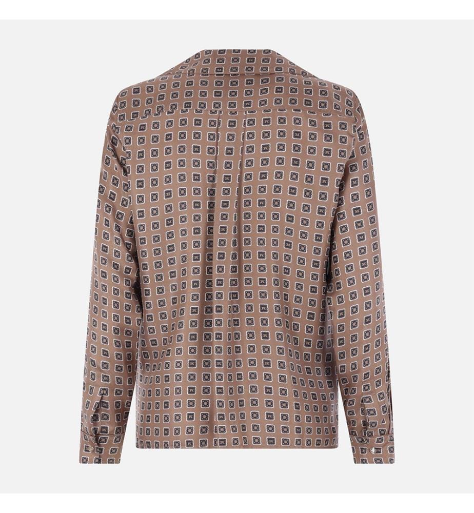 Chemise en soie imprimée Disco – Marron terre