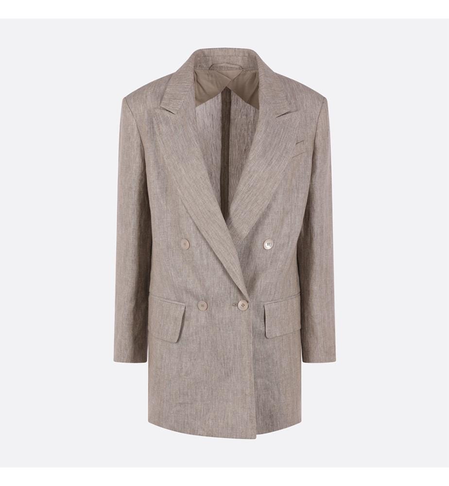 Olimpia Chevron Linen Blazer – Beige