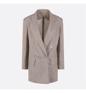 Olimpia Chevron Linen Blazer – Beige
