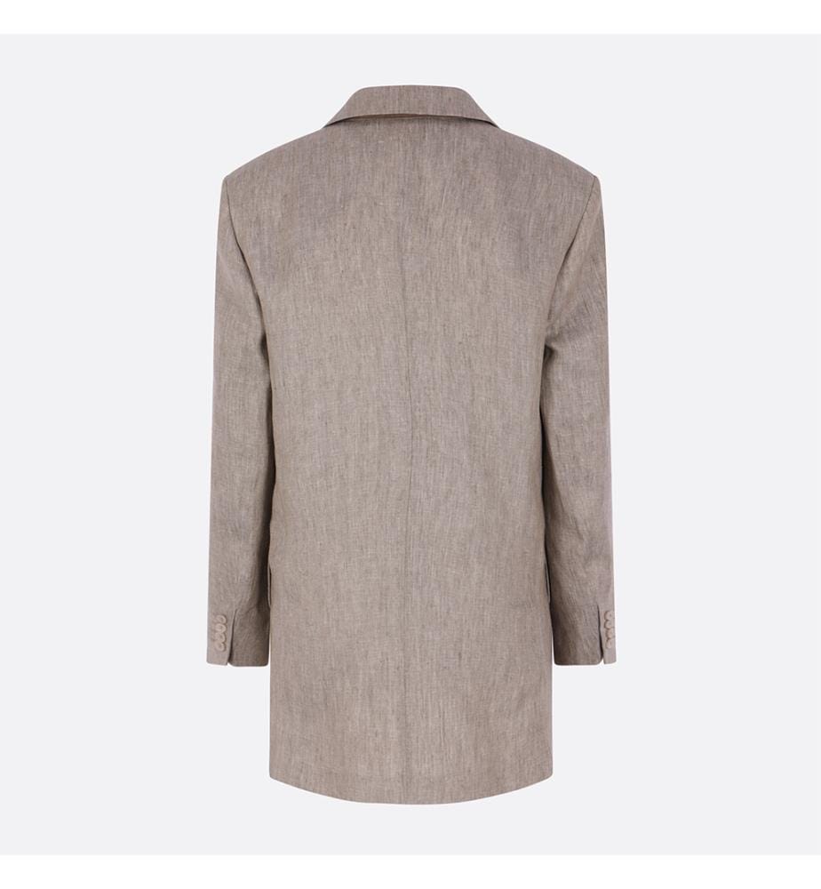 Olimpia Chevron Linen Blazer – Beige