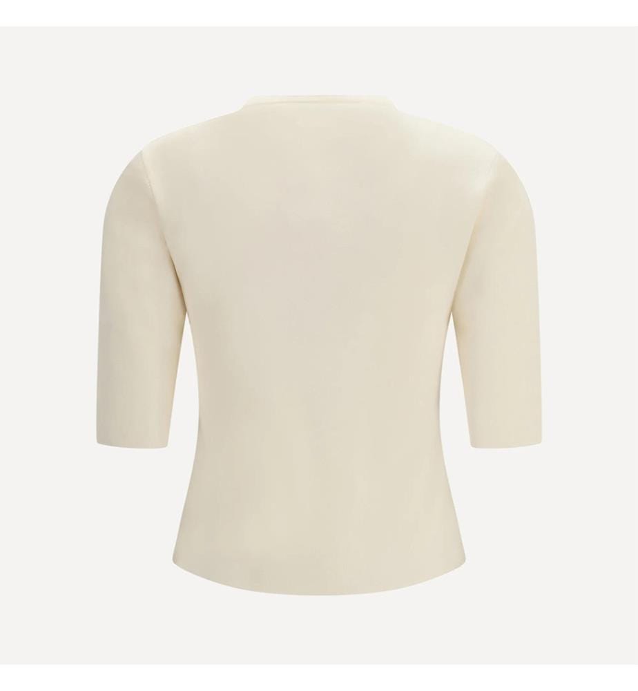 Top Austero con logo in rilievo – Bianco avorio