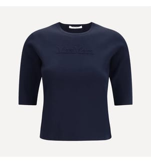 Austero Top with Embossed Logo – Navy Blue