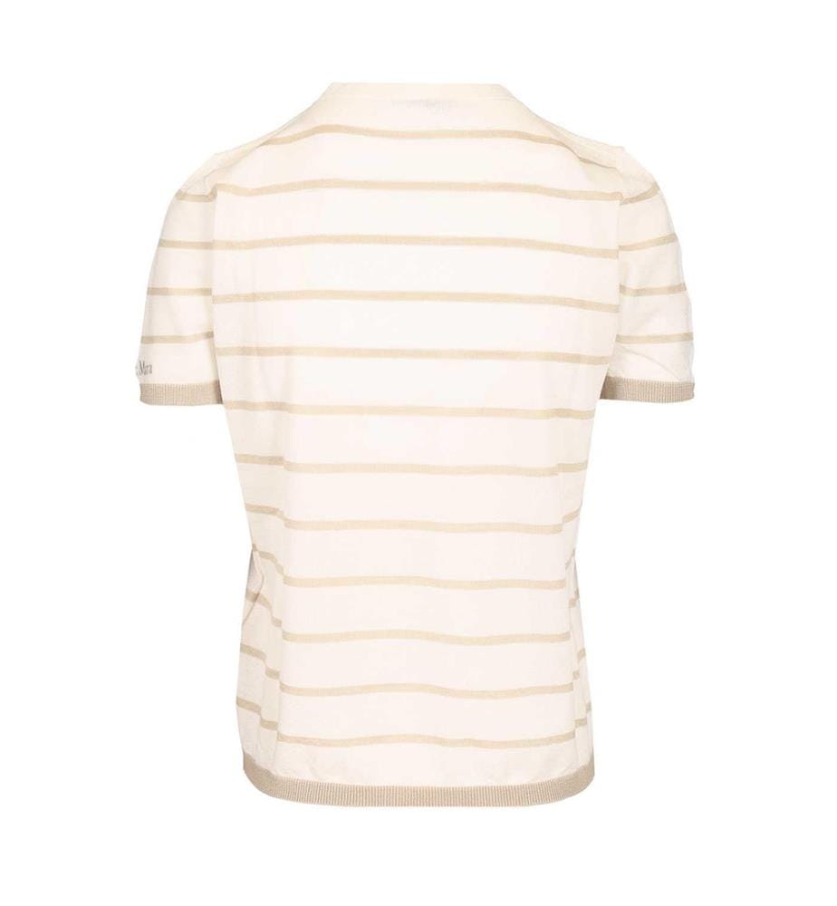 Pull rayé en cachemire et soie Favetta – Blanc ivoire