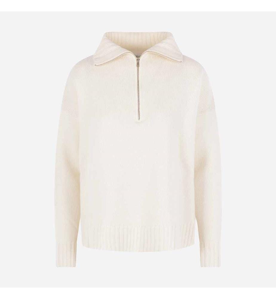 Pull demi-zip en cachemire Crasso – Blanc