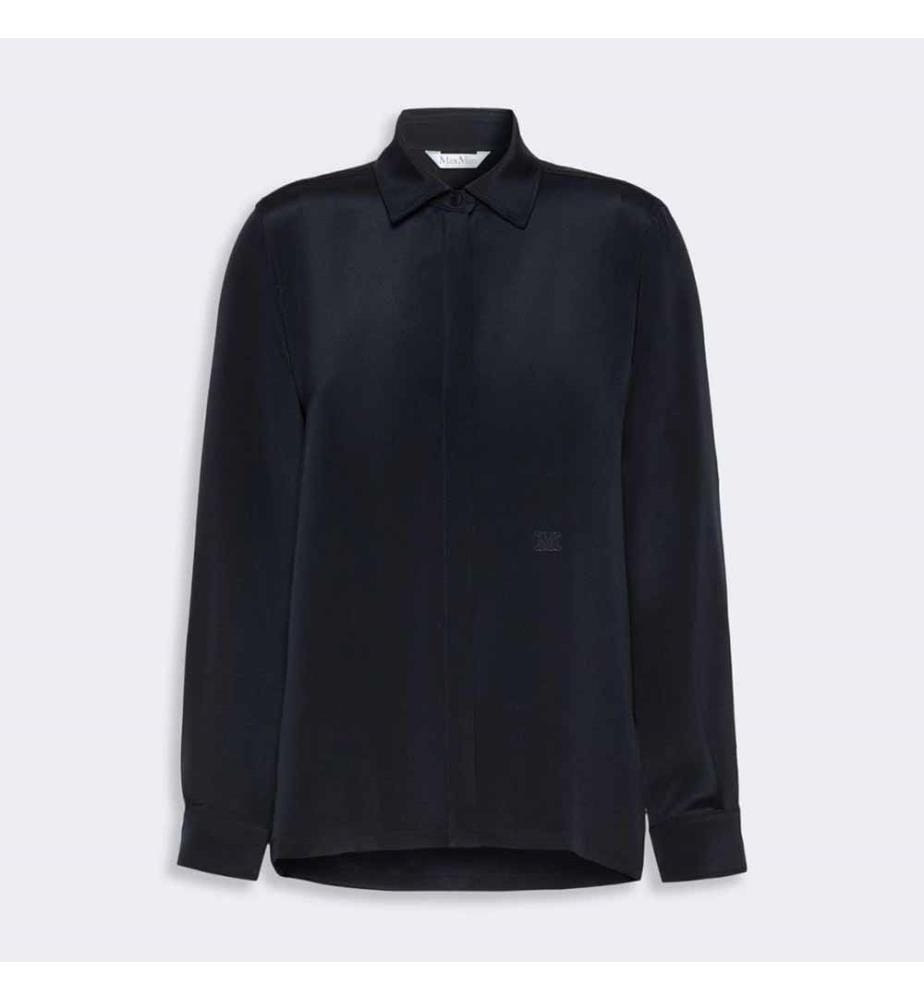 Camicia in crêpe de Chine Geranio – Blu oltremare