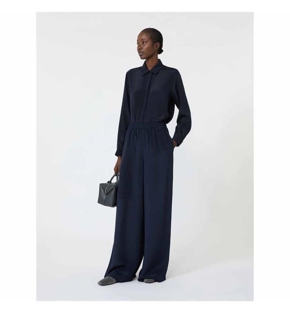 Camicia in crêpe de Chine Geranio – Blu oltremare