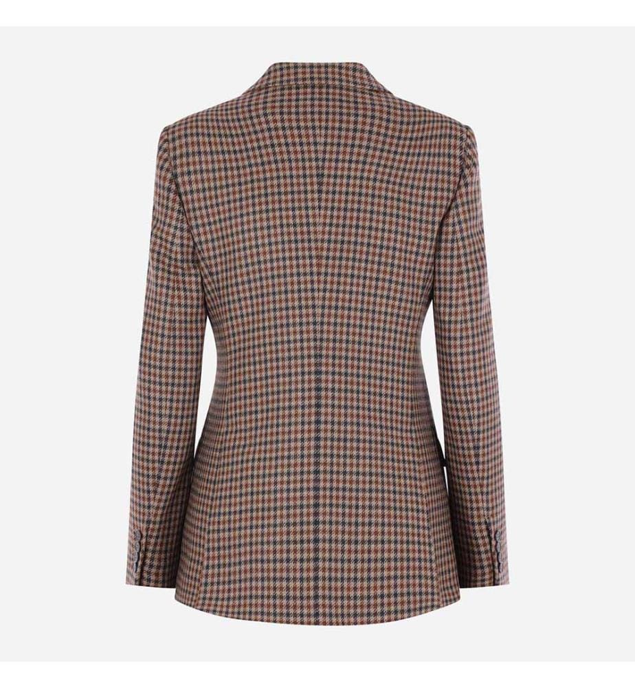 Deserto Checkered Wool Double-Breasted Jacket – Beige