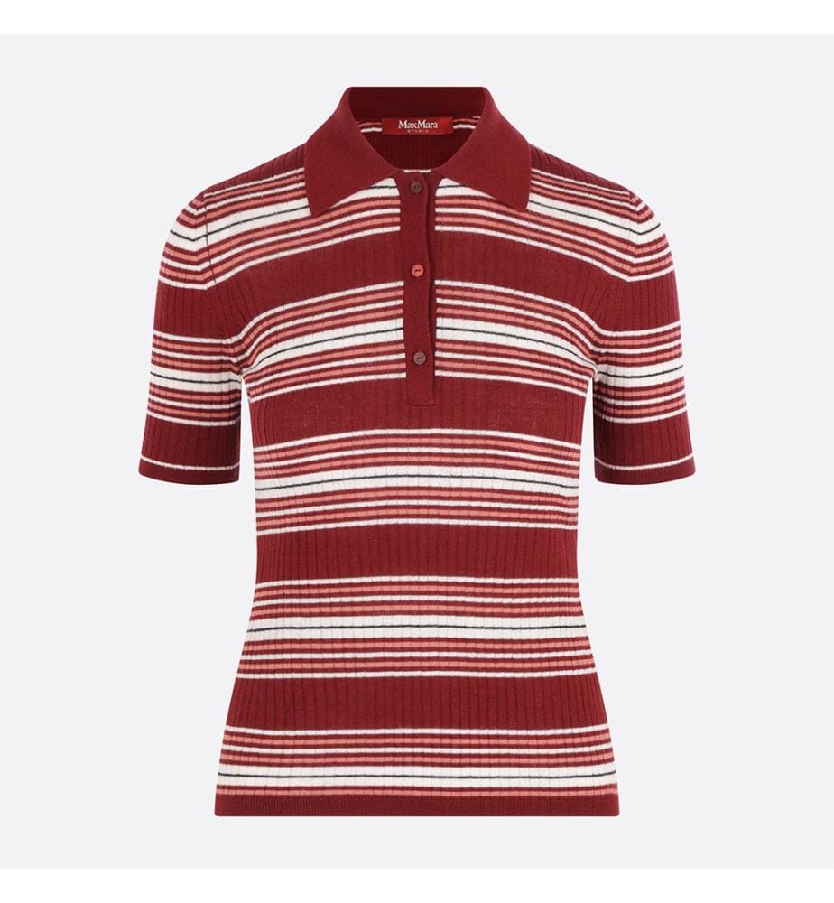 Polo en soie et laine Tallero – Rouge rayé