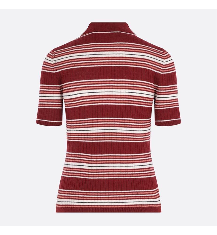 Polo en soie et laine Tallero – Rouge rayé