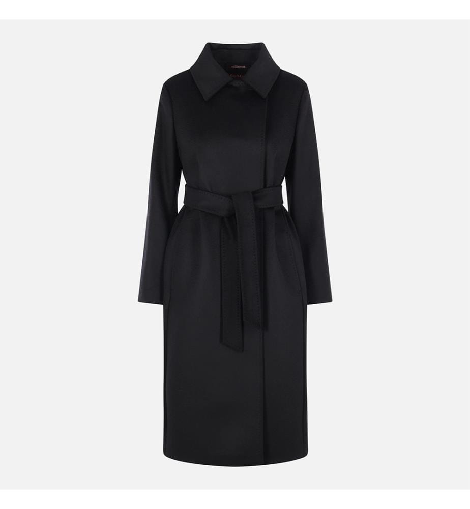Collag Double-Breasted Wool Coat – Black