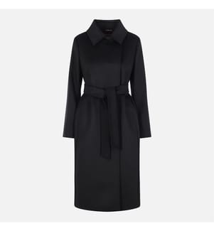 Collag Double-Breasted Wool Coat – Black