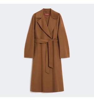 Cles Wrap Coat in Wool, Cashmere, and Silk – Camel