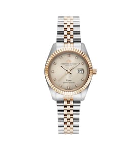Élysées Quarzuhr 31 mm, 11 Diamanten - Beige & Silber-Roségold
