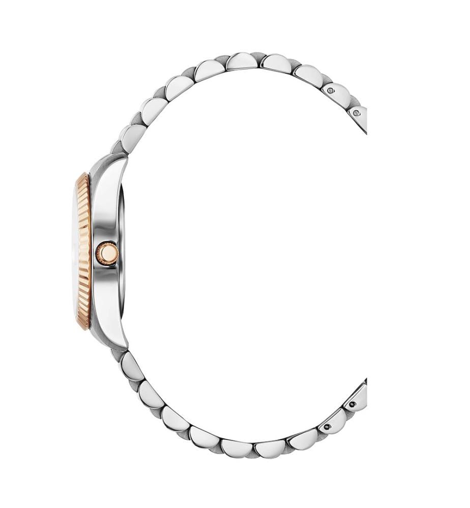 Élysées Quarzuhr 31 mm, 11 Diamanten - Beige & Silber-Roségold