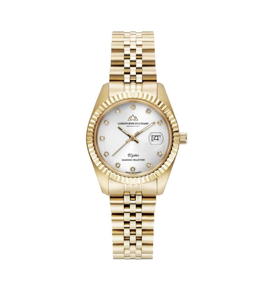 Élysées Quarzuhr 31 mm, 11 Diamanten - Silber & Gold