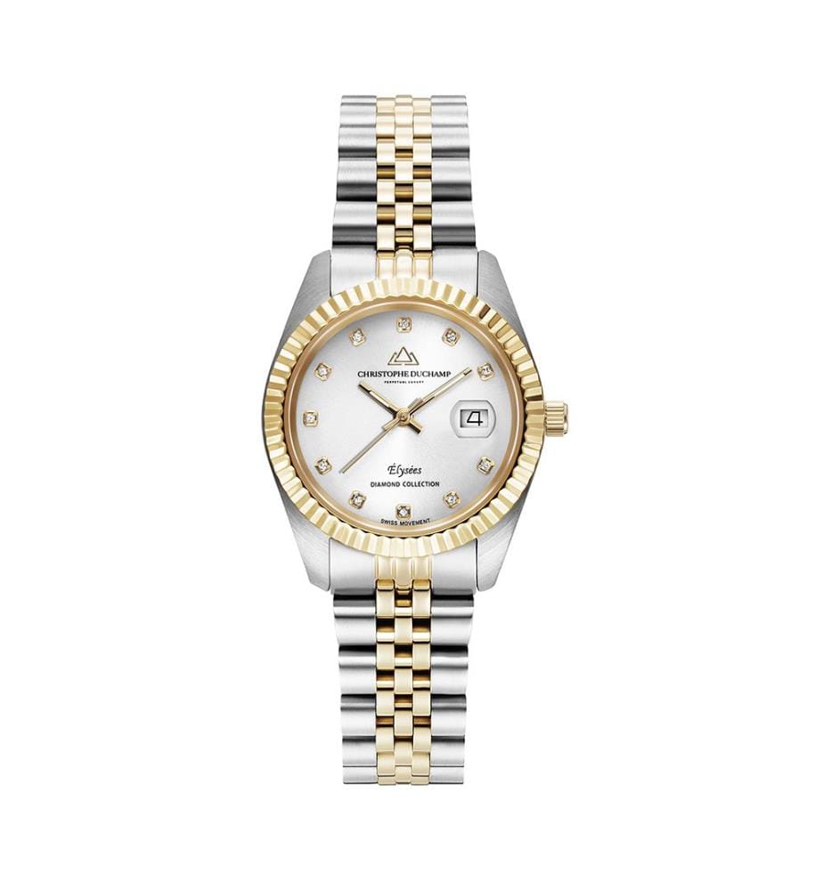 Élysées Quarzuhr 31 mm, 11 Diamanten - Silber & Silber-Gold