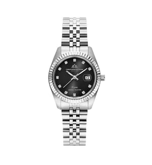 Élysées Quarzuhr 31 mm, 11 Diamanten - Schwarz & Silber