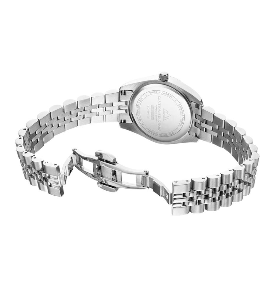 Élysées Quarzuhr 31 mm, 11 Diamanten - Schwarz & Silber