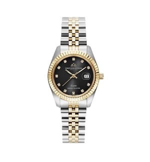 Élysées Quarzuhr 31 mm, 11 Diamanten - Schwarz & Silber