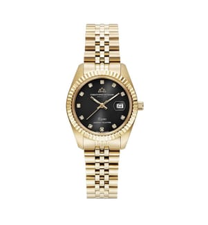 Élysées Quarzuhr 31 mm, 11 Diamanten - Schwarz & Gold