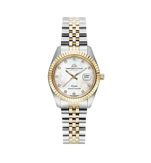 Élysées Quarzuhr 31 mm, 11 Diamanten - Weiss & Silber-Gold