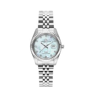 Élysées Quarzuhr 31 mm, 11 Diamanten - Hellblau & Silber