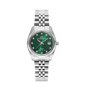 Élysées Quarzuhr 31 mm, 11 Diamanten - Grün & Silber