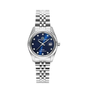 Élysées Quarzuhr 31 mm, 11 Diamanten - Blau & Silber