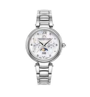 Étoile Quarzuhr 36 mm, 6 Diamanten - Weiss & Silber