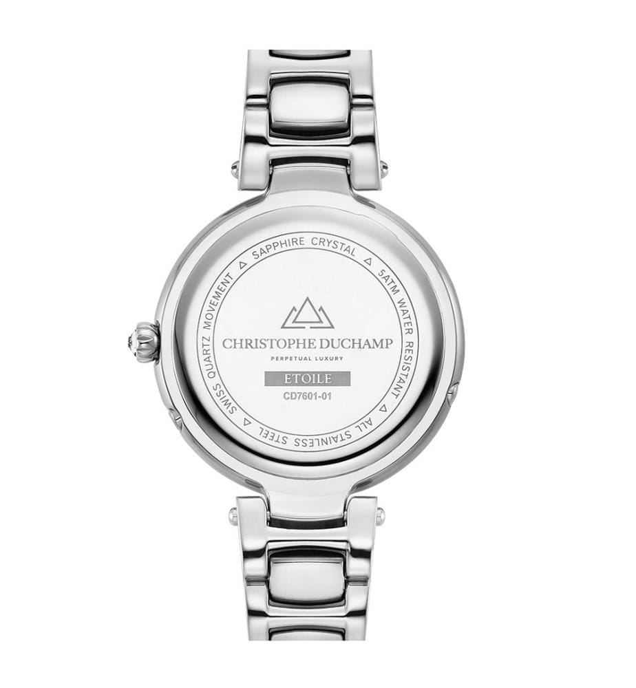 Étoile Quarzuhr 36 mm, 6 Diamanten - Weiss & Silber