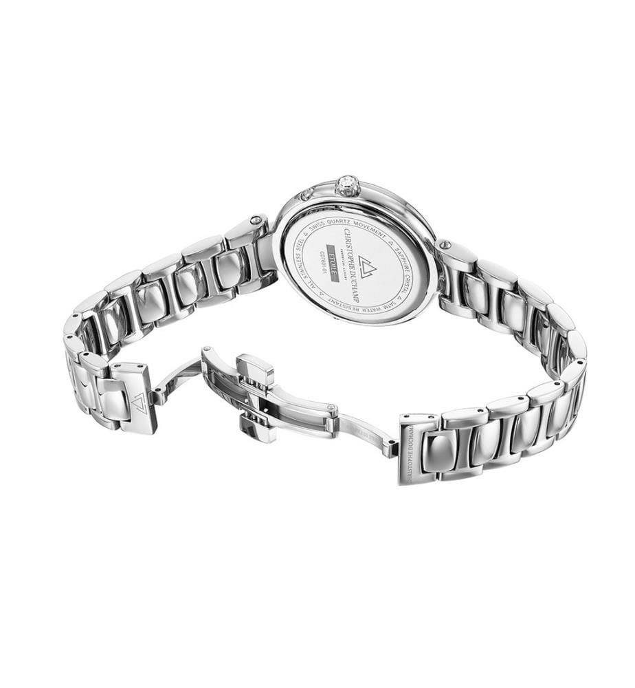 Étoile Quarzuhr 36 mm, 6 Diamanten - Weiss & Silber