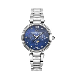 Étoile Quarzuhr 36 mm, 6 Diamanten - Blau & Silber