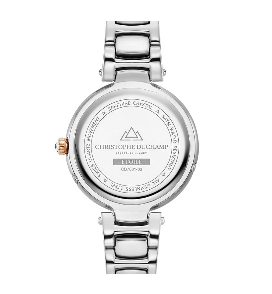 Étoile Quarzuhr 36 mm, 6 Diamanten - Blau & Silber-Roségold