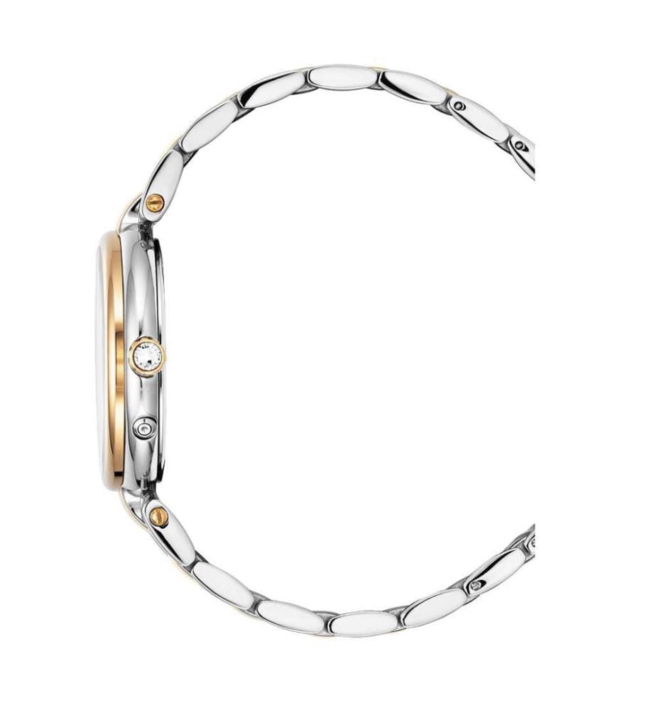 Quarzuhr Stern Weisses Perlmutt 36 mm, 6 Diamanten - Versilbert & Vergoldet