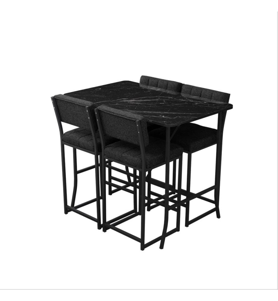 Tisch- und Barhocker-Set – Anthrazit / Schwarz