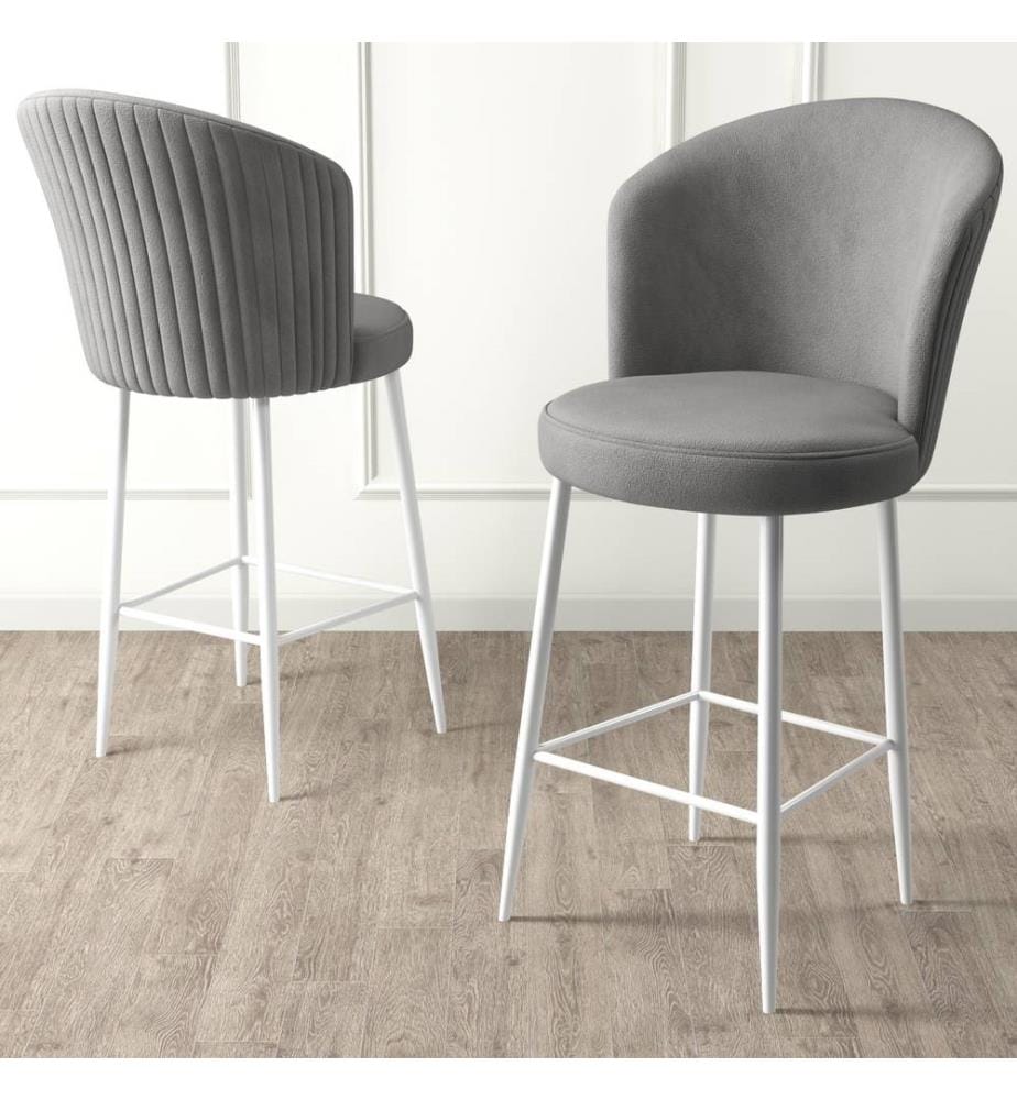 6er-Set Barhocker – Grau / Weiss