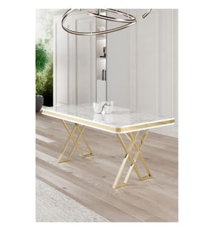 Esstisch – Weisser Marmor / Gold