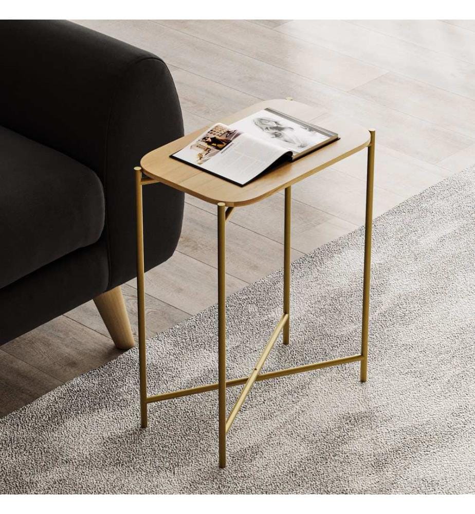Couchtisch – Goldfarben / Naturholz