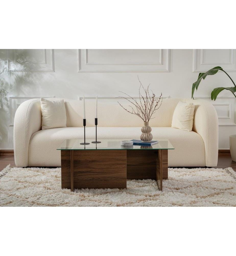Couchtisch – Nussbaum / Glas