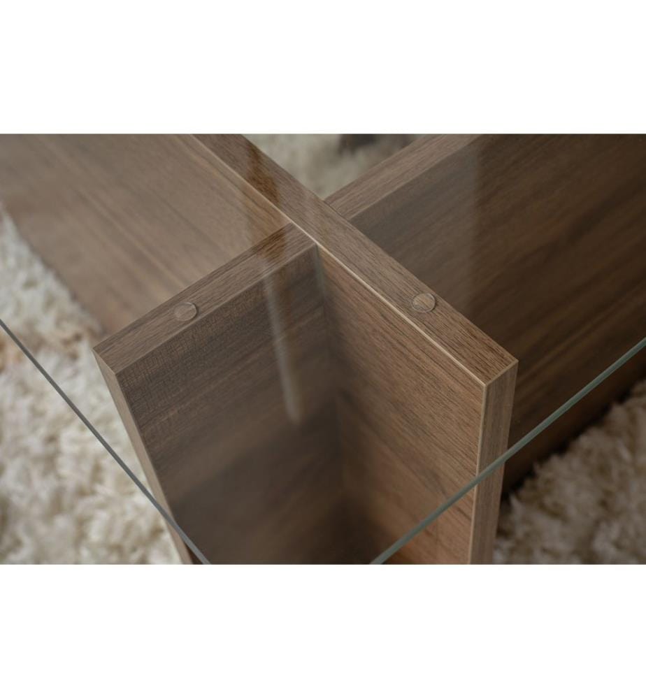Couchtisch – Nussbaum / Glas