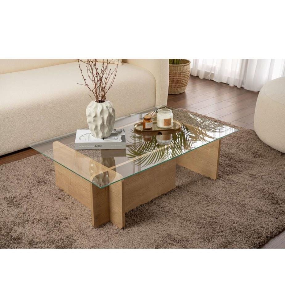 Table basse - Chêne / Verre