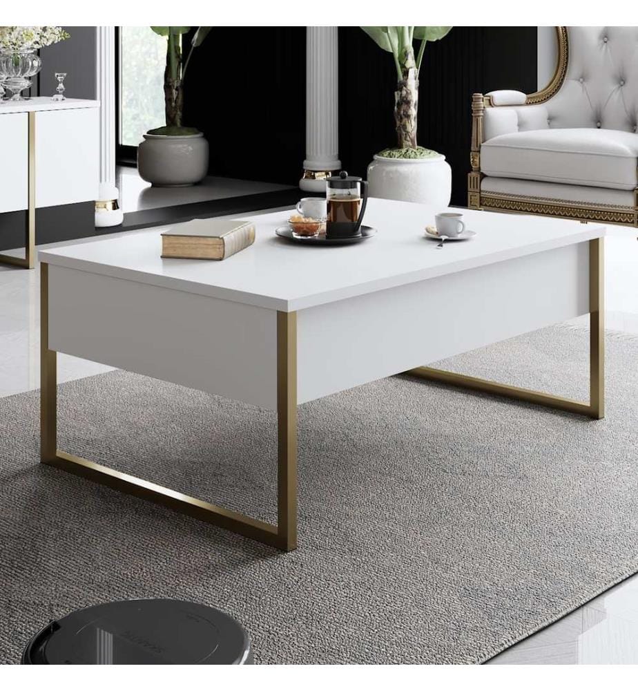 Wohnzimmergarnitur – Weiss / Gold